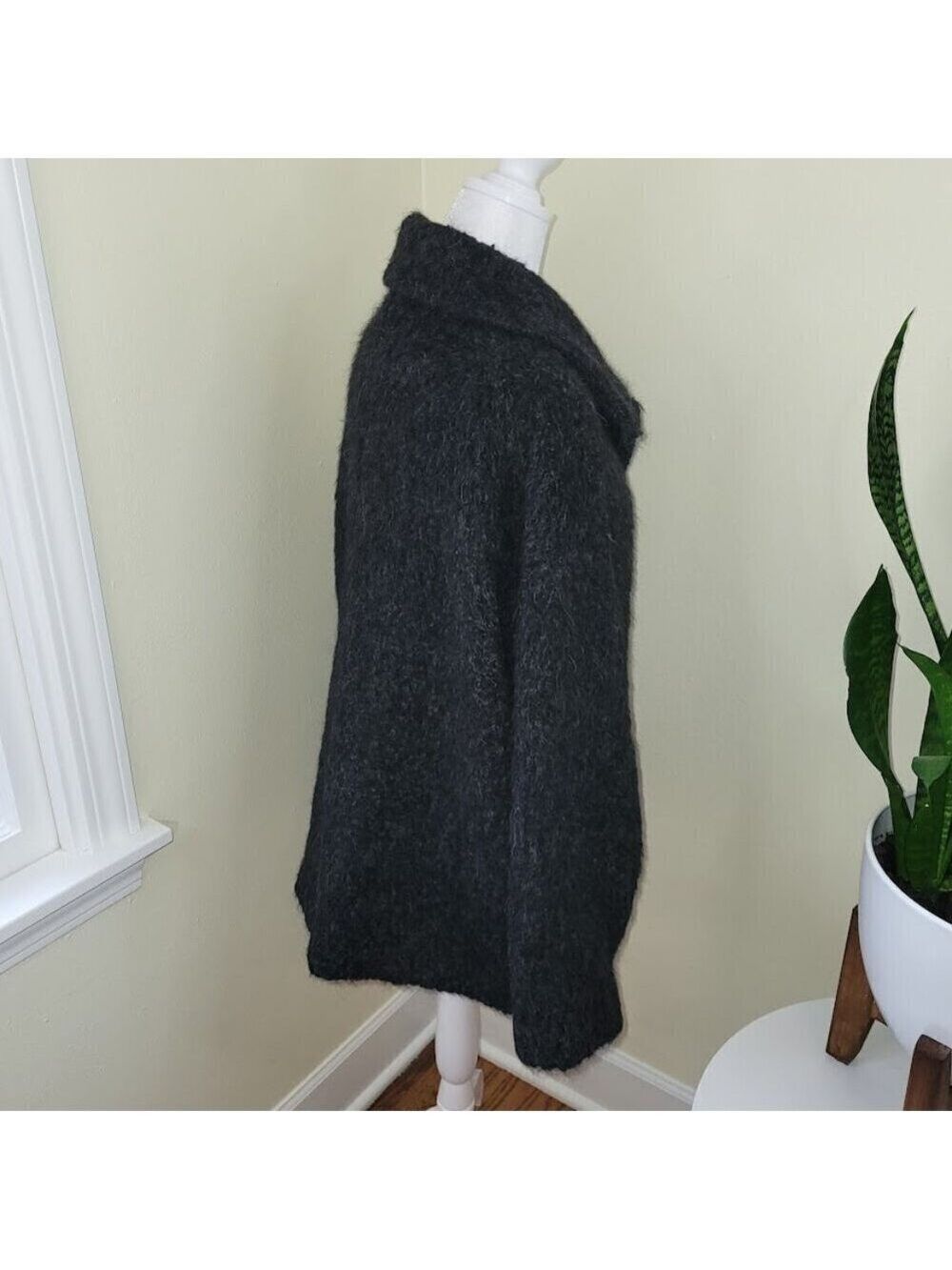 Eileen Fisher Alpaca Boucle Classic Collar Short Coat Charcoal Women's Size M - Picture 8 of 15